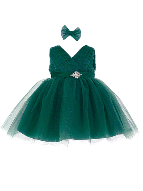 Baby Girls Satin Sash Pleated Tulle Flower Girl Dress 6-24M